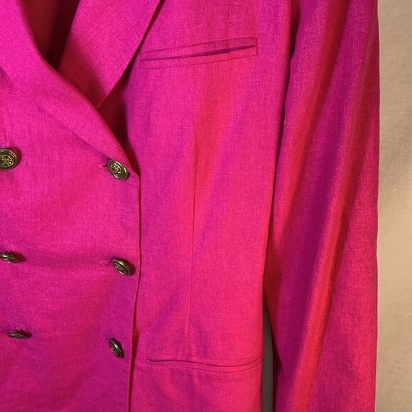 Vintage Brownstone Studio Pink Linen Blend Double-Breasted Women's Blazer Sz 12 - Picture 13 of 13